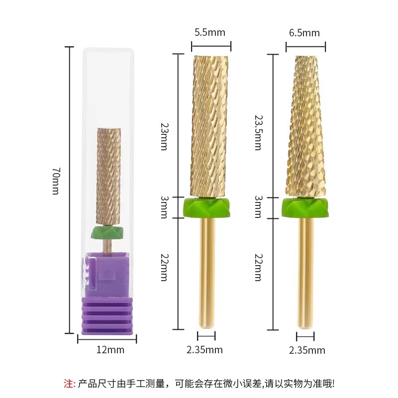 Cabeza de pulido de acero de tungsteno cilíndrica de alta calidad especial transfronteriza Oro herramienta removedor de uñas Súper Larga cabeza de pulido de esmalte de uñas rápido