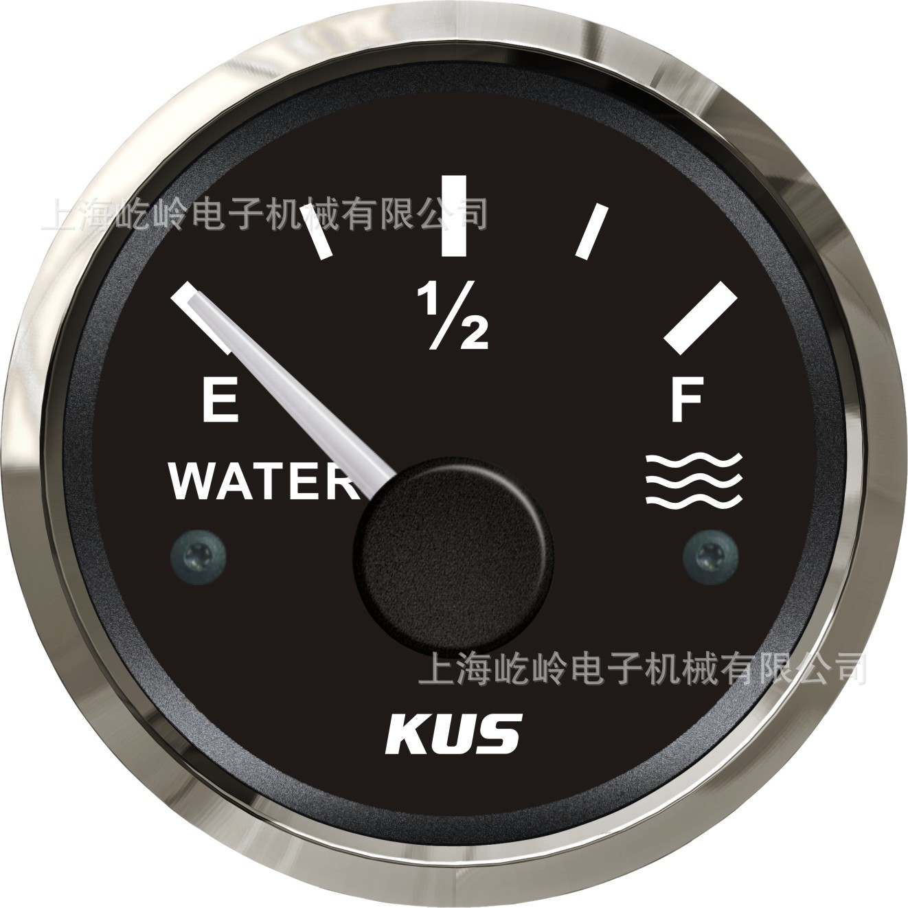 Universal KUS 52mm Fresh Water Level Gauge Tank Indicator Boat Car RV Universal (automobile instrument) - silver-edge-black-face-0-190o