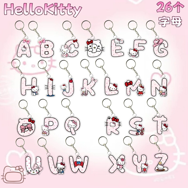 Kitty Cat Letter Schoolbag Keychain Acrylic High Color Value Student Gift Cartoon Cute Couple Pendant