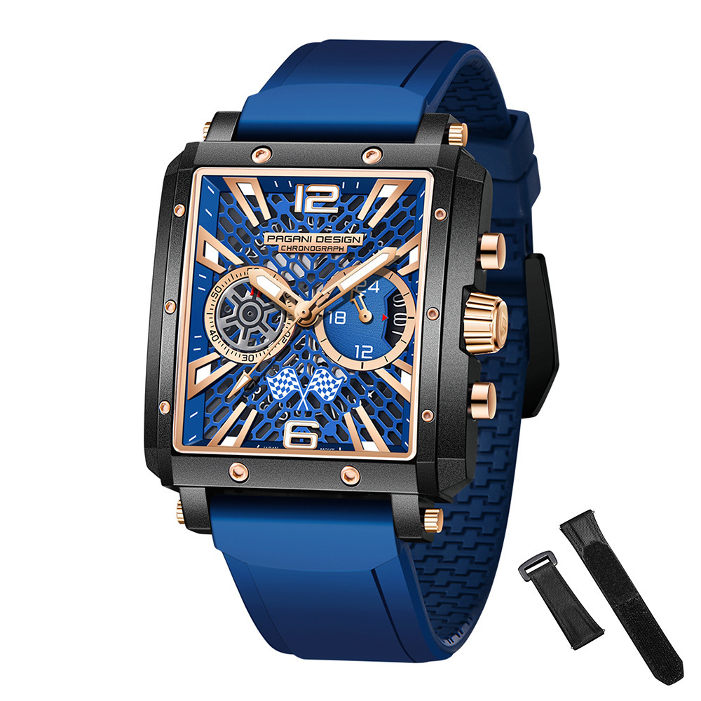 Bojiani Pagani PD1725 Reloj para hombre de acero inoxidable de moda multifuncional impermeable luminoso cuarzo reloj deportivo