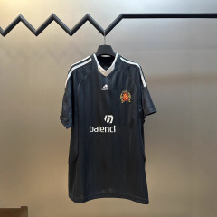 高バージョンパリBL家25ss刺繍プリントストライプサッカー半袖tシャツゆるいバージョン男女同モデル