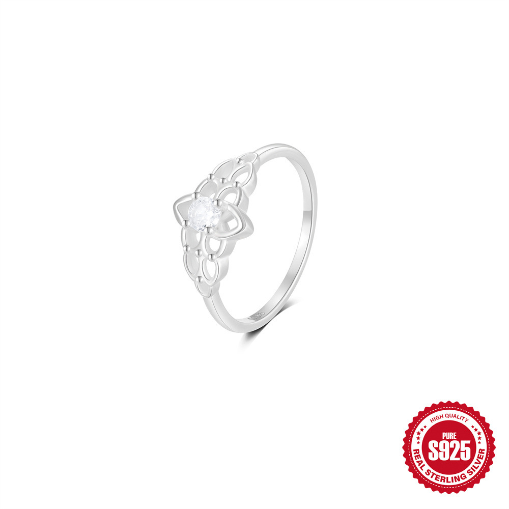 Japón y Corea del Sur s925 plata esterlina viento frío cruz pequeña fila anillo de diamantes mujer uso diario anillo de cola de dedo índice con incrustaciones de circón