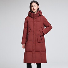 保暖羽绒棉服女冬季新款棉衣长款上衣外套连帽宽松加绒大码黑色