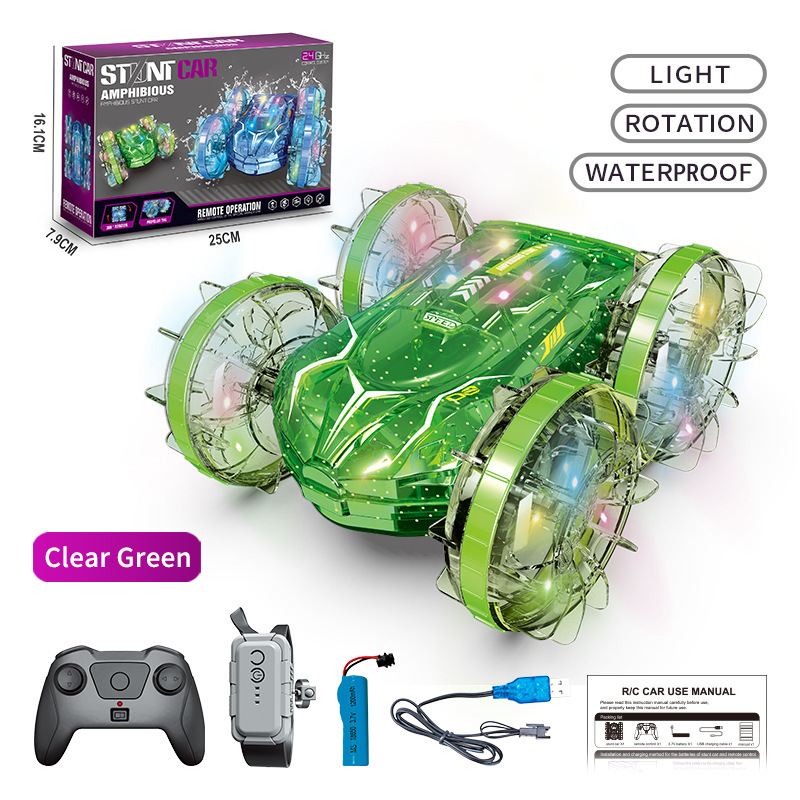 Cross-Border Best-Selling Amphibious Remote Control Car 2.4g with Colorful Lights, Double-Sided Stunt Flipping Beach Toy Cross-Border Best-Selling Amphibious Remote Control Car 2.4g with Colorful Lights, Double-Sided Stunt Flipping Beach Toy