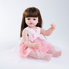 2024新款55cm仿真娃娃衣粉色圓點連衣裙時尚可愛拼接網紗公主裙潮