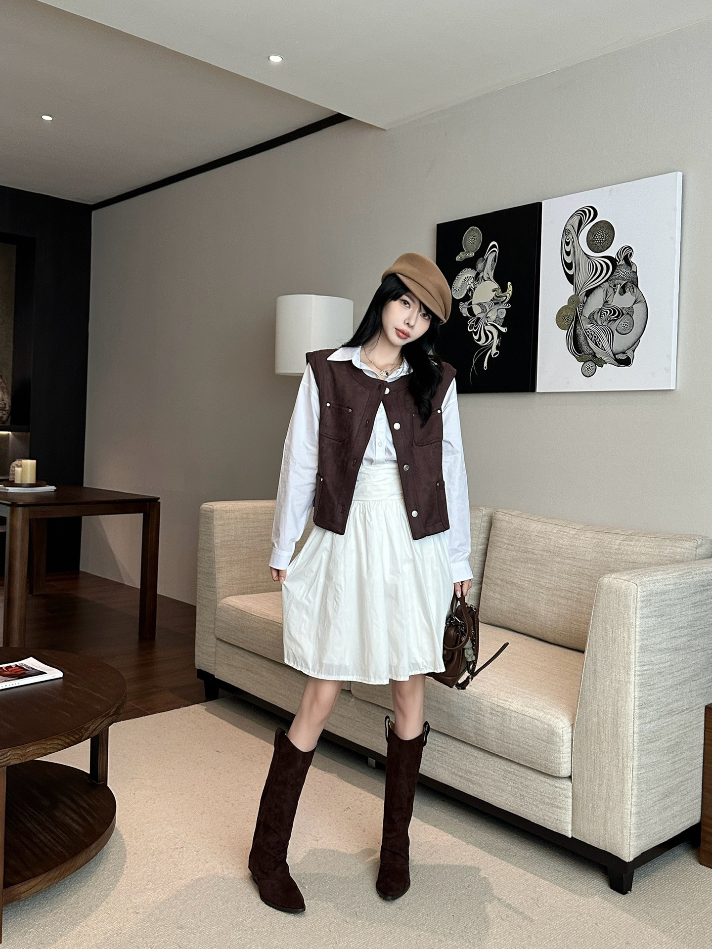 孟子义方枪枪同款面包树高筒褶皱骑士靴少头长靴女士粗跟裤管美式