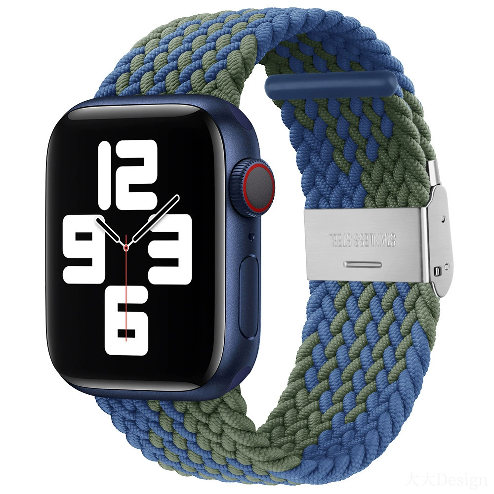 Совместимо с Apple Watch 5-6-7-8-9-10 поколения Snap-on нейлоновый плетёный ремешок iWatch S10 регулируемый браслет