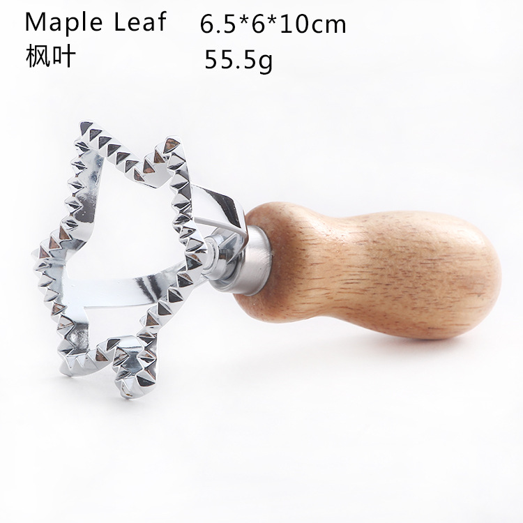 Dumpling encaje impresión aleación de zinc molde de galletas dumpling lado de la piel flor en relieve molde de galletas mango de madera rueda de cortador de pastel