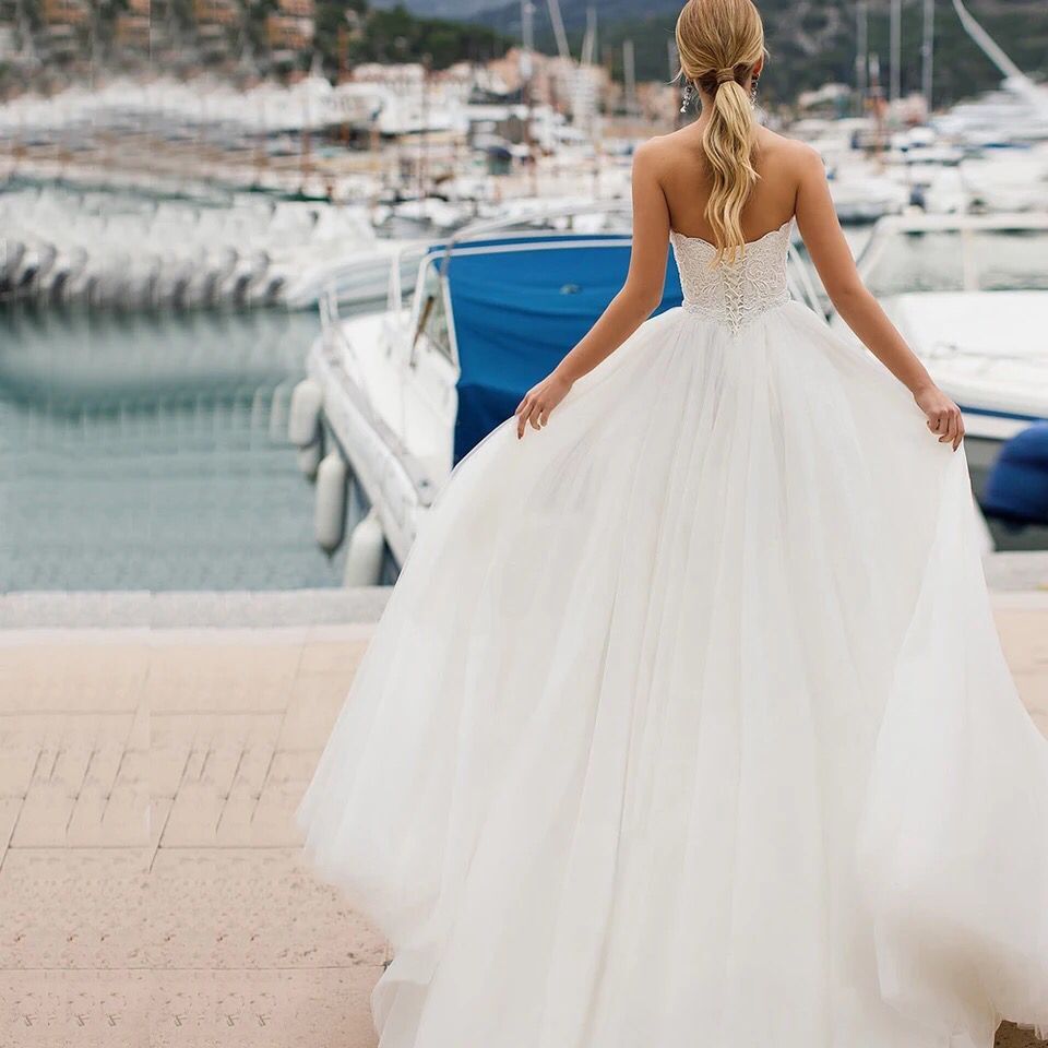 Comercio exterior europeo y americano Amazon AliExpress deseo elegante vestido de novia sexy tubo superior largo elegante simple Personalización de apoyo