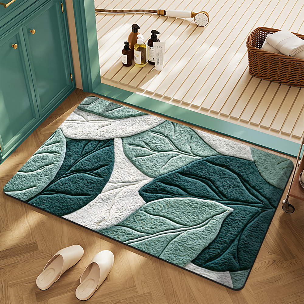 Cross-Border American Floral Crystal Velvet Floor Mats for Home Entrance, Stain-Resistant, Wear-Resistant and Easy-Care Floor Mats, Bathroom Non-Slip Floor Mats
