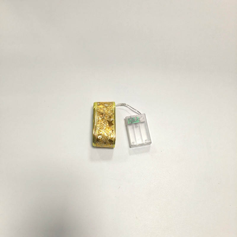 #D5 -10米100灯3AA常亮带闪金色彩带暖白灯