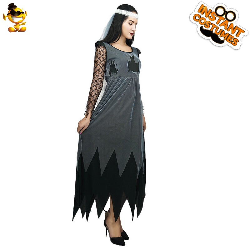 Halloween adulto Zombie fantasma novia partido traje de las mujeres Zombie Cosplay traje del funcionamiento de la etapa
