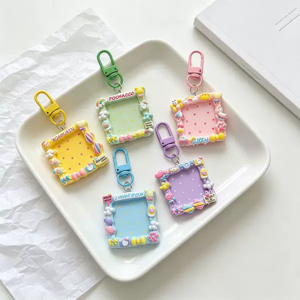 Cartoon Medium-Sized Macaron-Colored Cute Camera Frame Keychain Pendant Cartoon Student Backpack Gift Wholesale