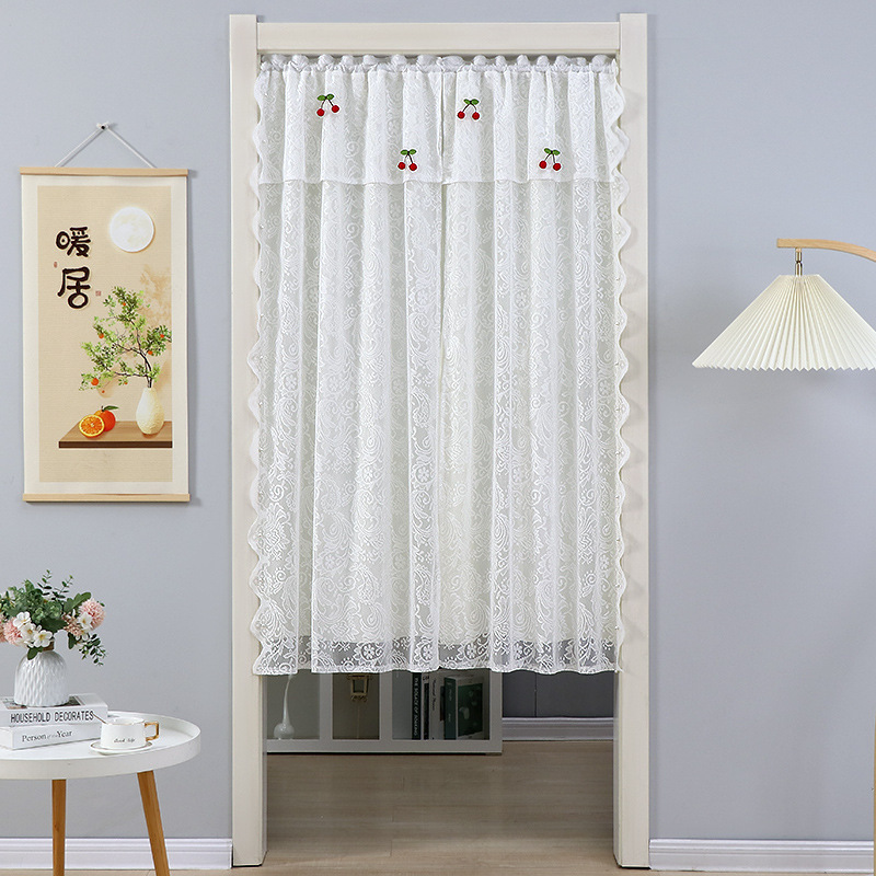 White Lace Half Curtain Curtain Partition Curtain Kitchen Bedroom Toilet Covering Intransparent Room Privacy-proof Half Curtain