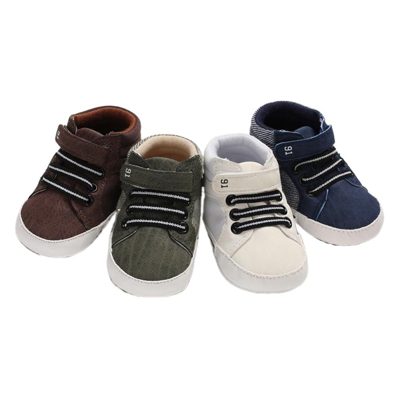 0-1 años de edad zapatos de niño de comercio exterior zapatilla de deporte de alta parte inferior suave zapatos de bebé zapatos antideslizantes