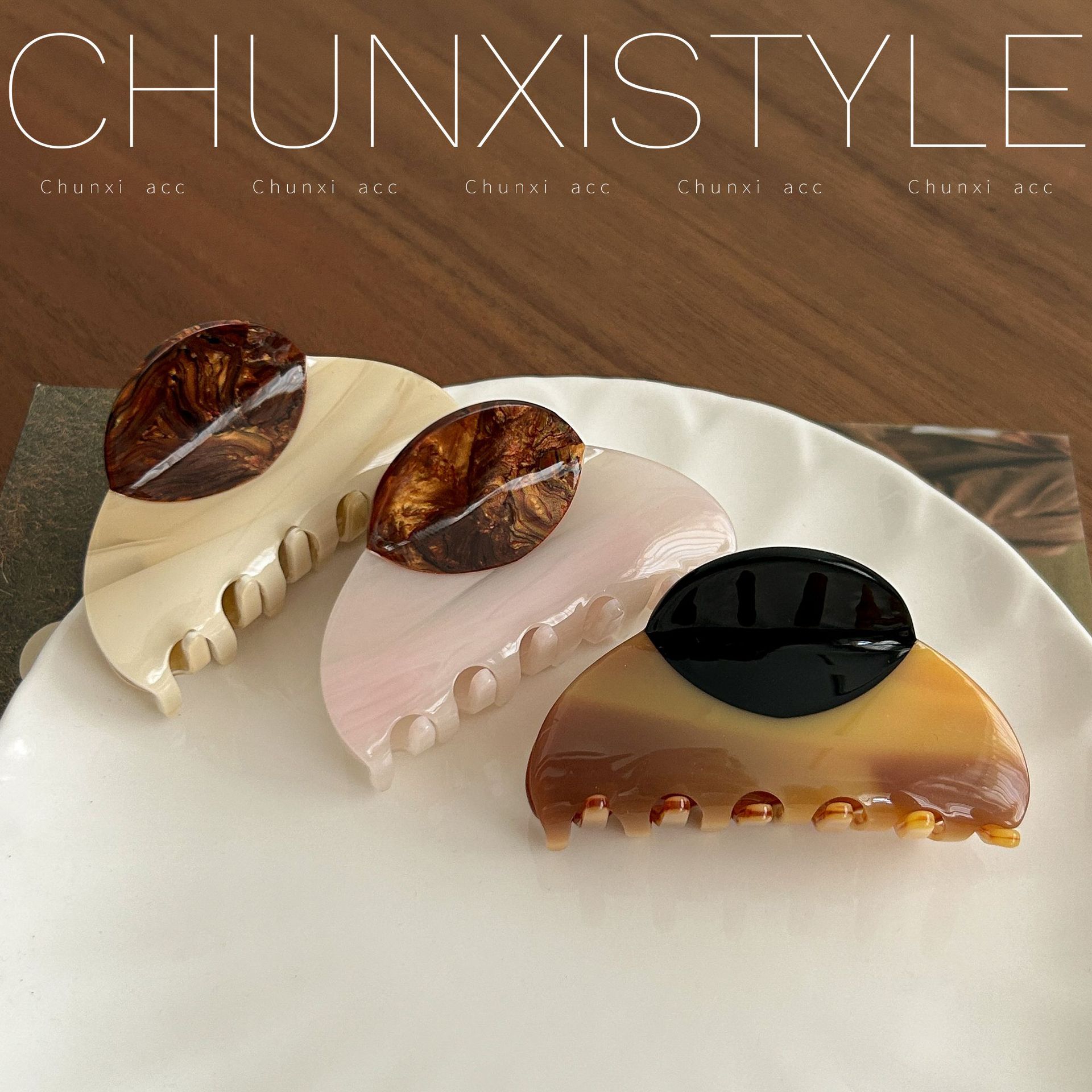 Korean Medium Color-matching Grab Clip Acetic Acid Material French High-end Head Half-tied Hairpin Shark Clip Women's Headwear