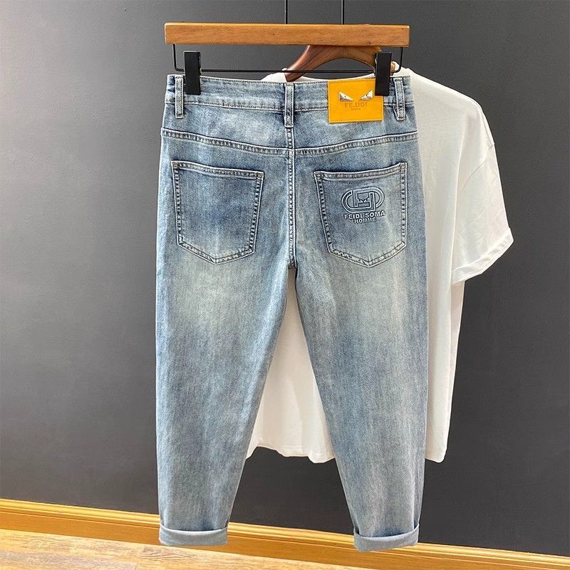 Blue elastic jeans