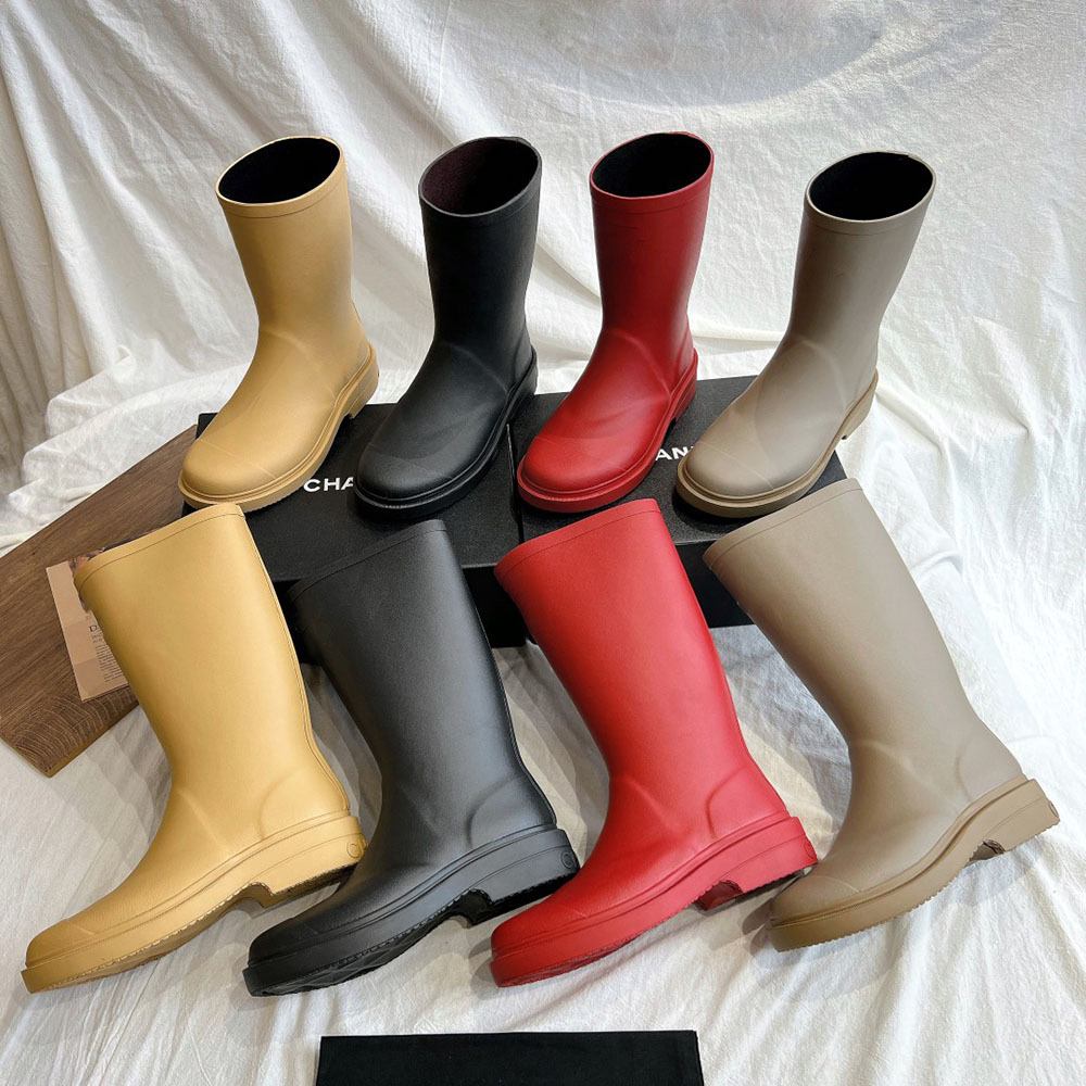 无缝雨靴 C家同款中高筒靴骑士靴女 防水雨靴不过膝防滑时尚雨鞋