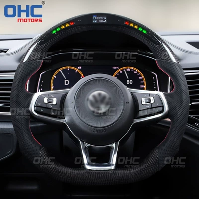 Suitable for Volkswagen MK7.5 golf GTI7 LED carbon fiber car steering wheel modified vw golf 7 (Steering wheel)