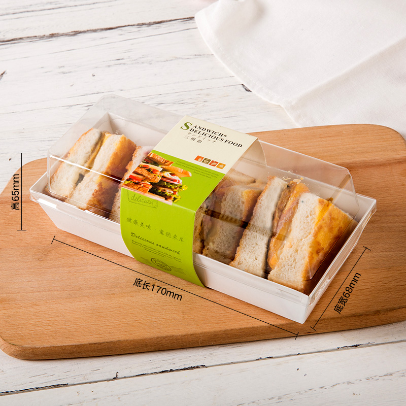 Caja de cartón blanco de sándwich rectangular + borde - 100 juegos