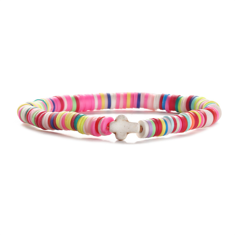 Amazon 6mm de color de cerámica suave cuentas elásticas cuentas pulseras cruz pulseras de regalos para hombres y mujeres