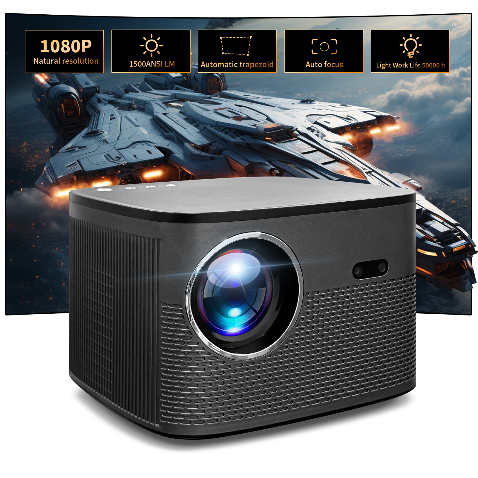 源头厂家全封闭光机不虚焦便携投影仪 1080P高清家用小型迷你