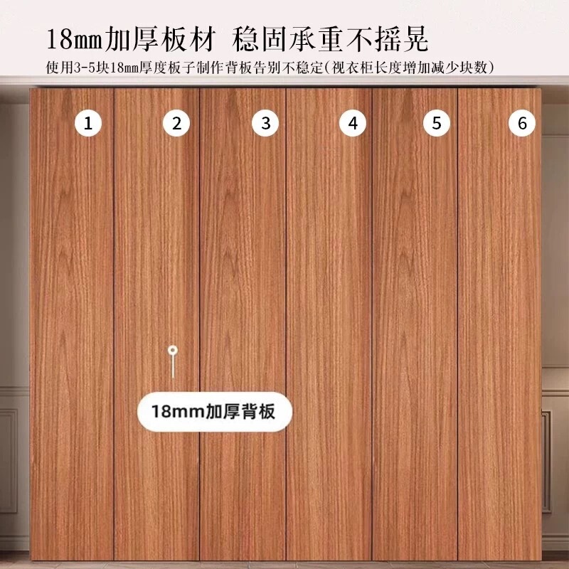 中世スタイルの家庭用寝室の小さな無垢材のワードローブモダンでシンプルなセグメント化された隠しハンドル収納キャビネット|undefined