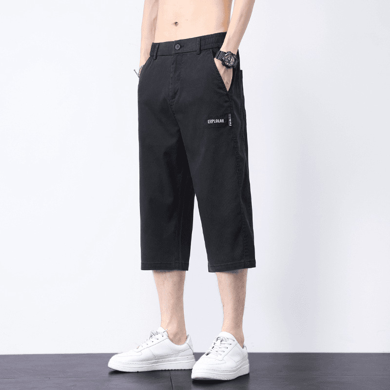 New Trendy Lightweight Business Men's Shorts Spring/Summer Ice Silk Lightweight Fashion Lyocell Straight Casual Cropped Pants