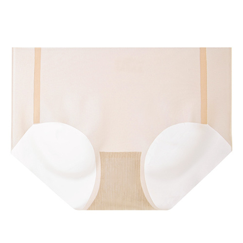 Girls' Ice Silk Seamless Mid-Waist Full Cotton G-Spot Antibacterial Student Breathable Large Size Women's Triangular Hipsters Thin model
