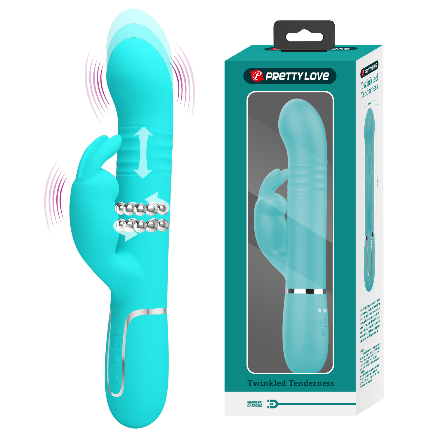 Pleasure Patti Lae Female Multi-frequency Vibration Rotating Bead Telescopic Massager Sex Toy BW-500013_voghion.com