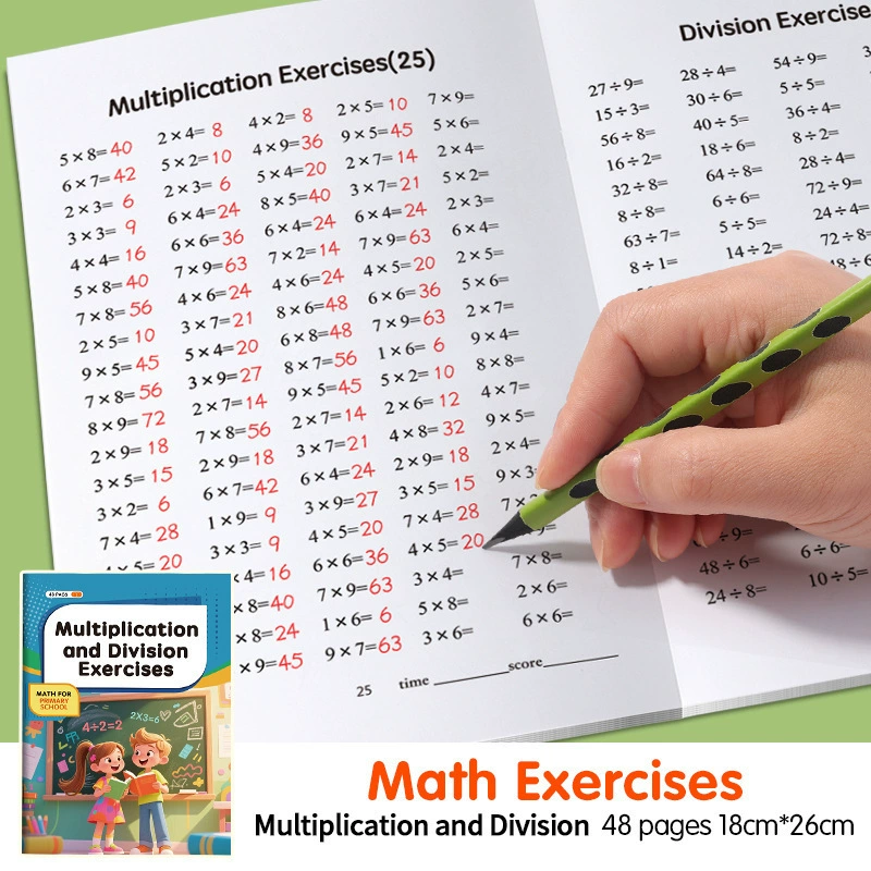 (Cross-border trading), mixed copybook for students, learning maths for training, addition and subtraction, multiplication and division