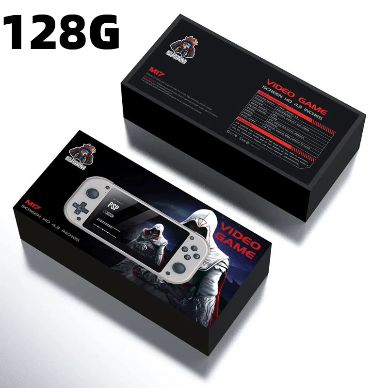 Портативная игровая консоль M17, ручная, 4K HD, PSP-джойстик, аркадная, 4.3-дюймовый большой экран, 3D, open-source, портативная