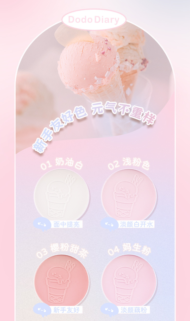 DoDiary Single-color Blush Natural matte, affordable student wholesale blush palette for brightening and contouring Specification drawing