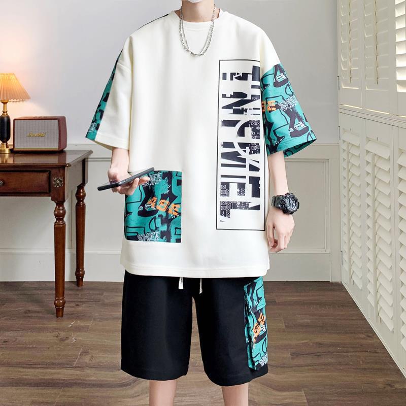 Summer boys suit boys students short-sleeved T-shirt trendy handsome fat people wear clothes Super plus size clothes T-shirt Summer boys suit boys students short-sleeved T-shirt trendy handsome fat people wear clothes Super plus size clothes T-shirt