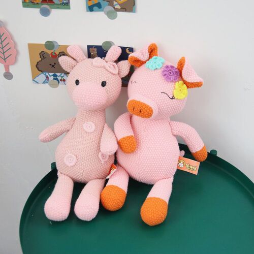 Seven types of knitted wool animals, comfort dolls, plush toys, deer dolls, sleeping pillows, children's room decoration