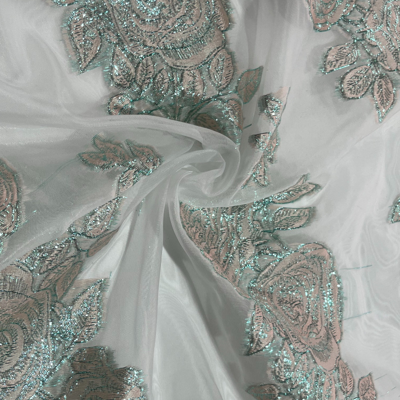 25 nuevo tejido de ergena todo poliéster después de la artesanía de ergena jacquard vestido de moda de tela de mujer en stock
