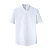 厂家货源夏季男士衬衫短袖纯棉休闲衬衣薄款纯色免烫上衣2T883