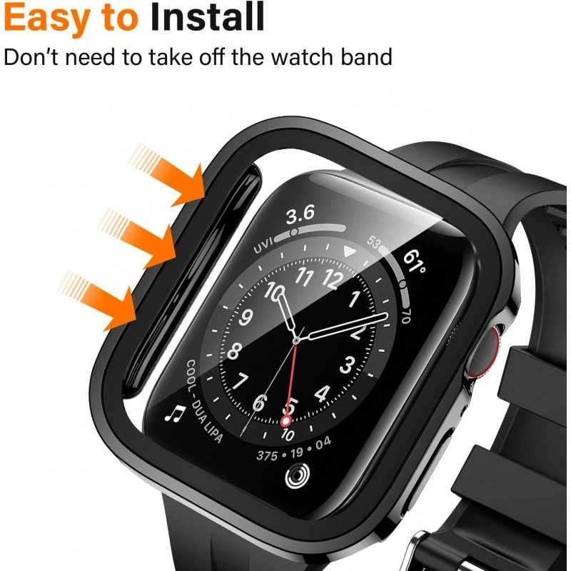 Совместимый корпус защитный чехол для Apple iWatch8/7-ого поколения, водонепроницаемый и матовый, интегрированная защита, прямые края SE654
