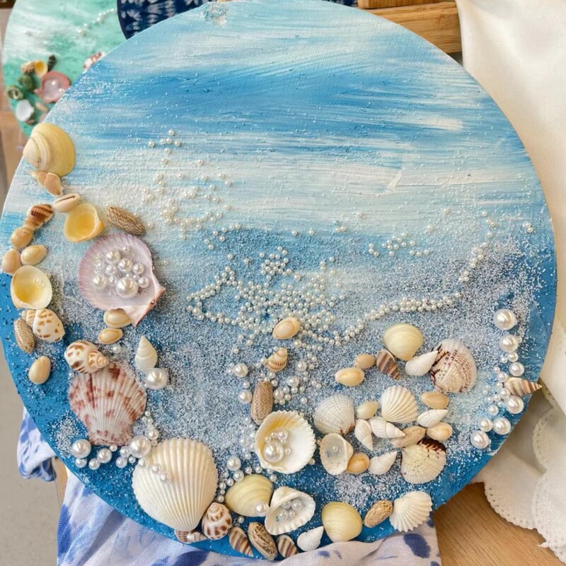 ビーチ波貝殻 diy テクスチャ絵画材料アクリル石英砂手作り額縁チームビルディング活動装飾絵画|undefined