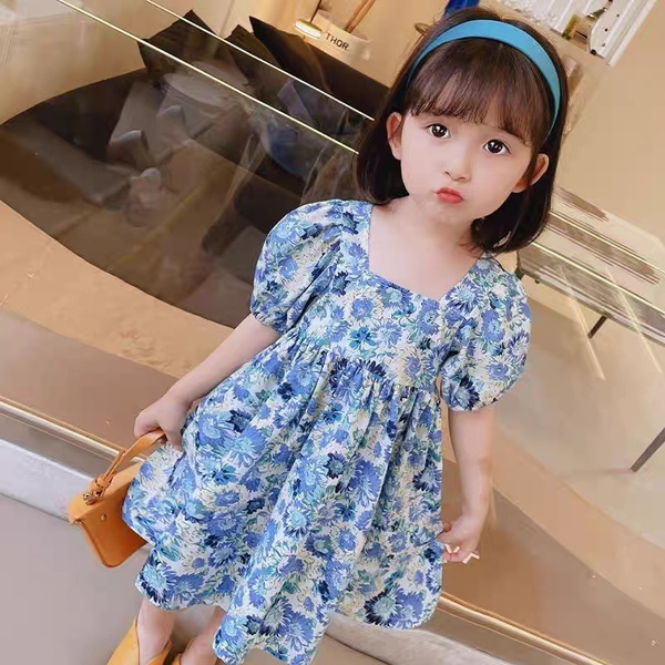 Children's blue summer small princess costume