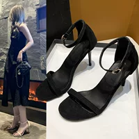 Женские летние сандалии Korean style 2023, простой элегантный дизайн с ремешком на щиколотке, размеры 34–40