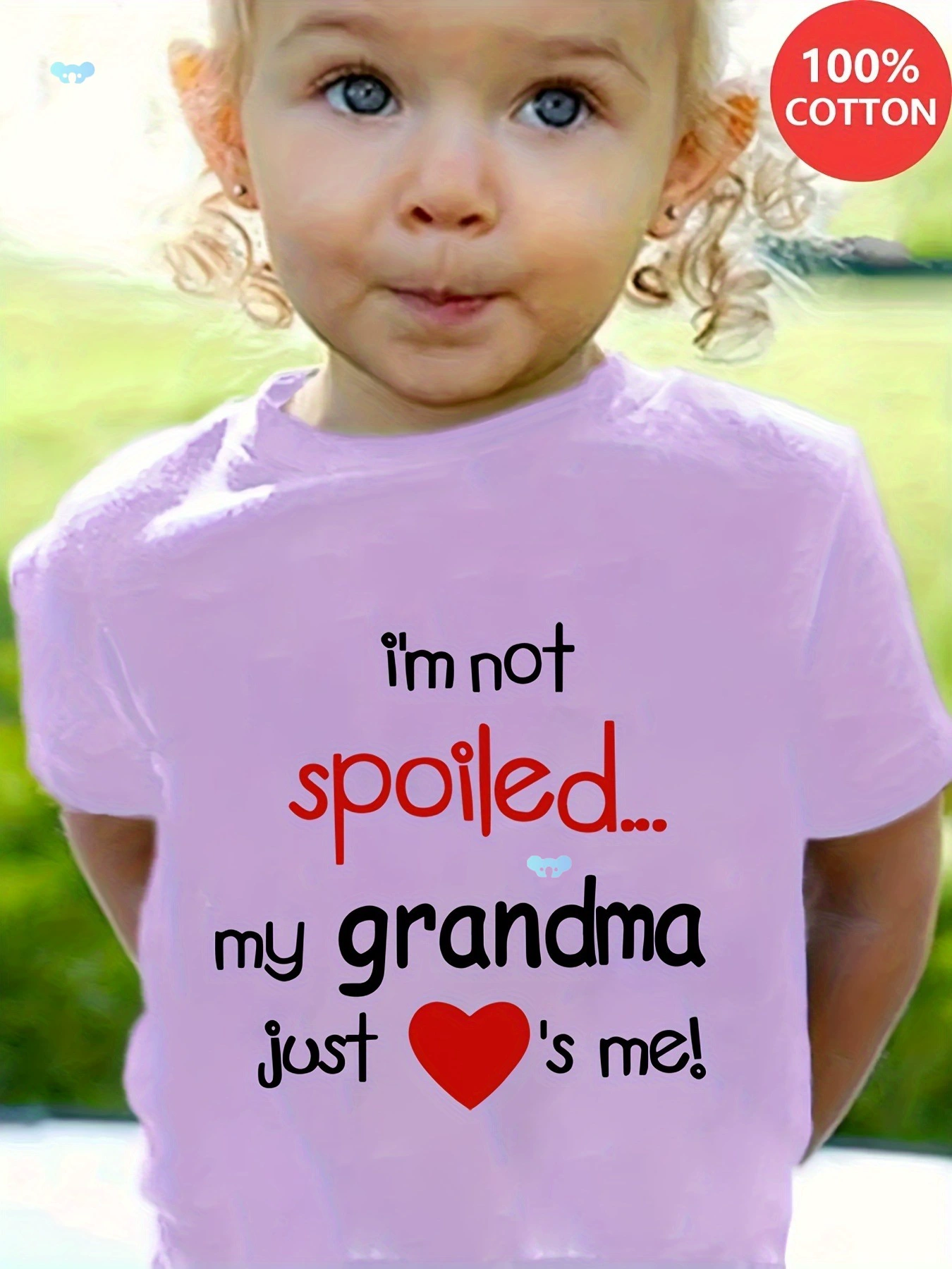 [1pc Девочья хлопковая футболка с круглым вырезом и надписью I'm Not Spoiled]