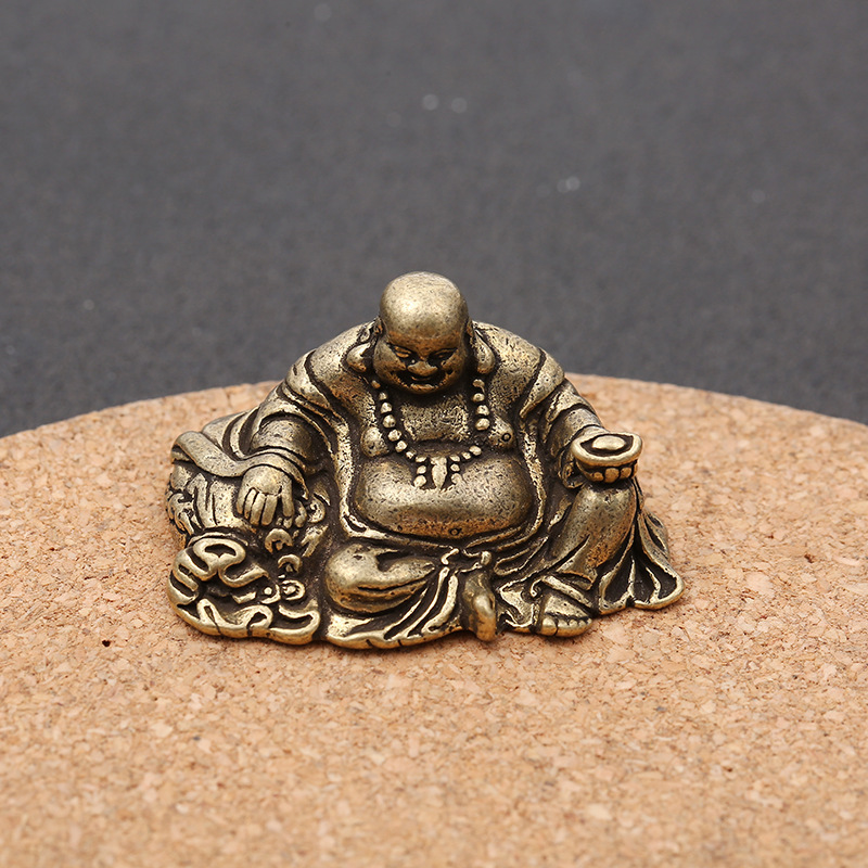 New style living room desktop brass vintage ornaments portable Buddha copper statue feng shui keychain crafts pendant wholesale