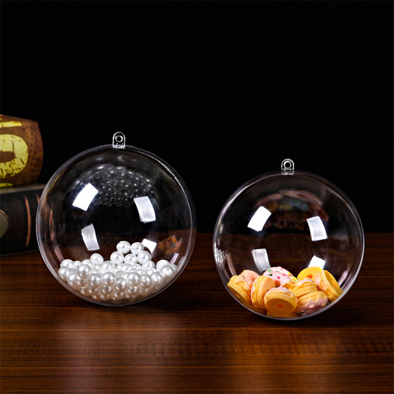 Fábrica al por mayor ps bola de Navidad bola transparente acrílico bola hueca decoración festiva bola colgante bola de plástico