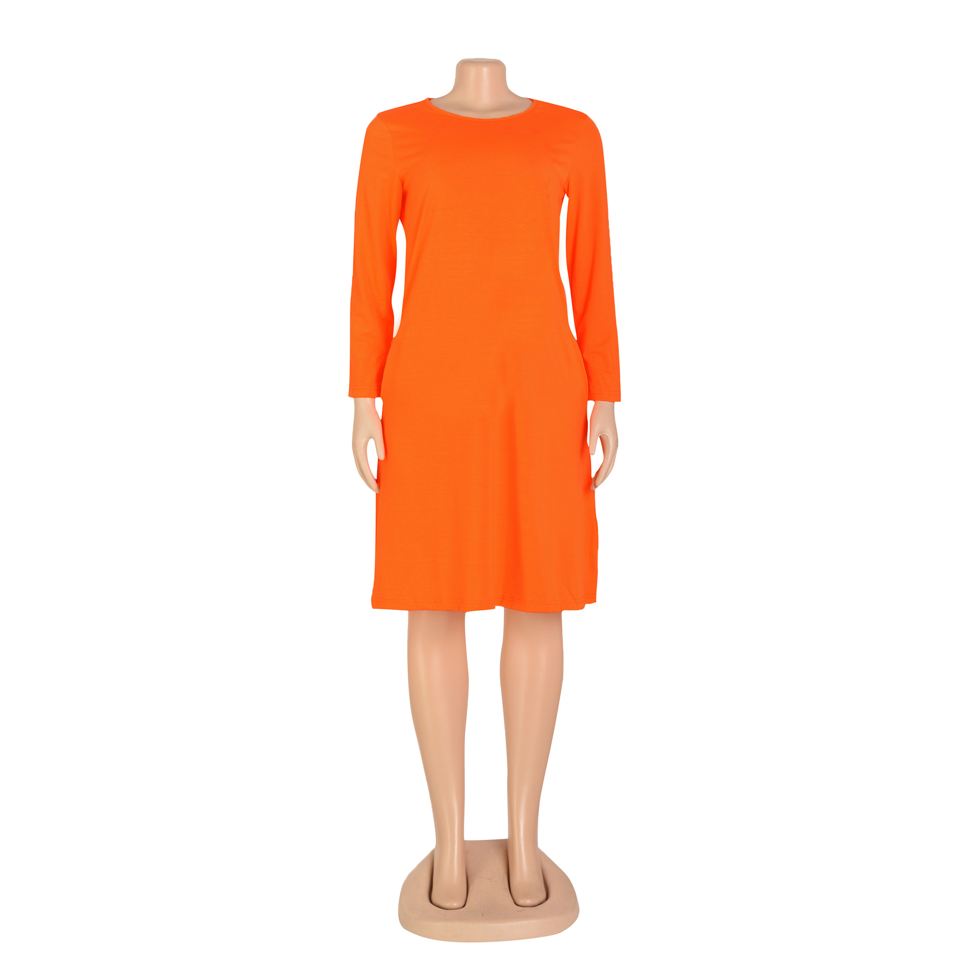 Women Clothing Dress Long Sleeve T-shirt Mid Solid Color Basic Summer Autumn