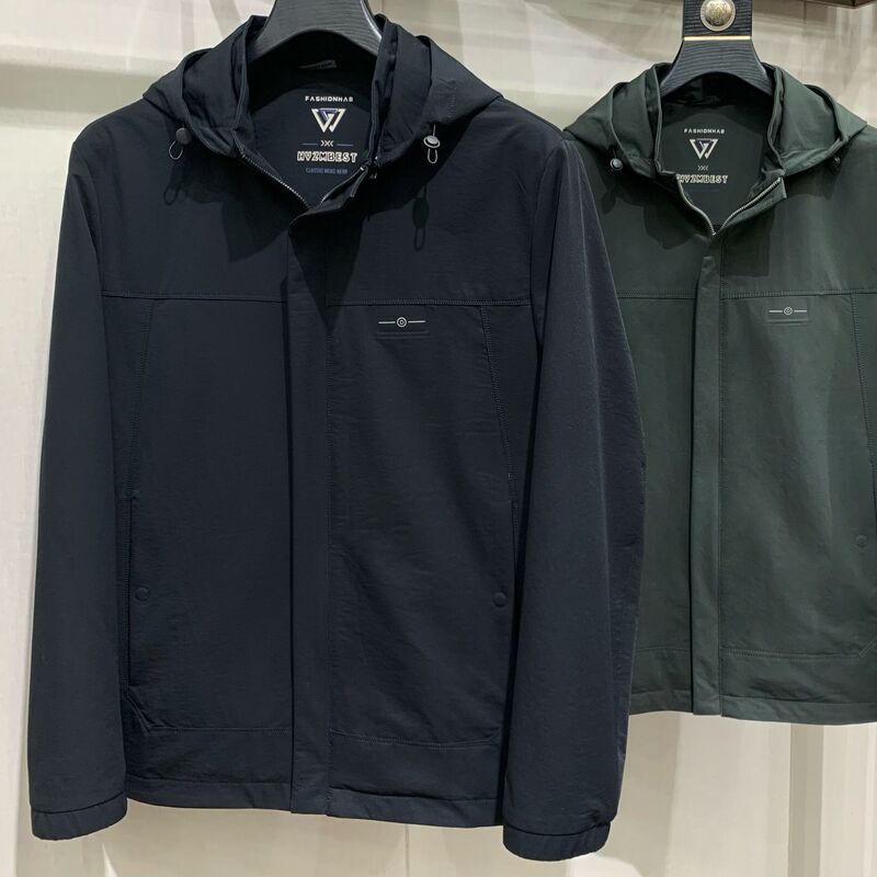 Dad's Coat Spring and Autumn Top Middle-aged Men's 2024 New Autumn Clothes with Hat Detachable Jacket