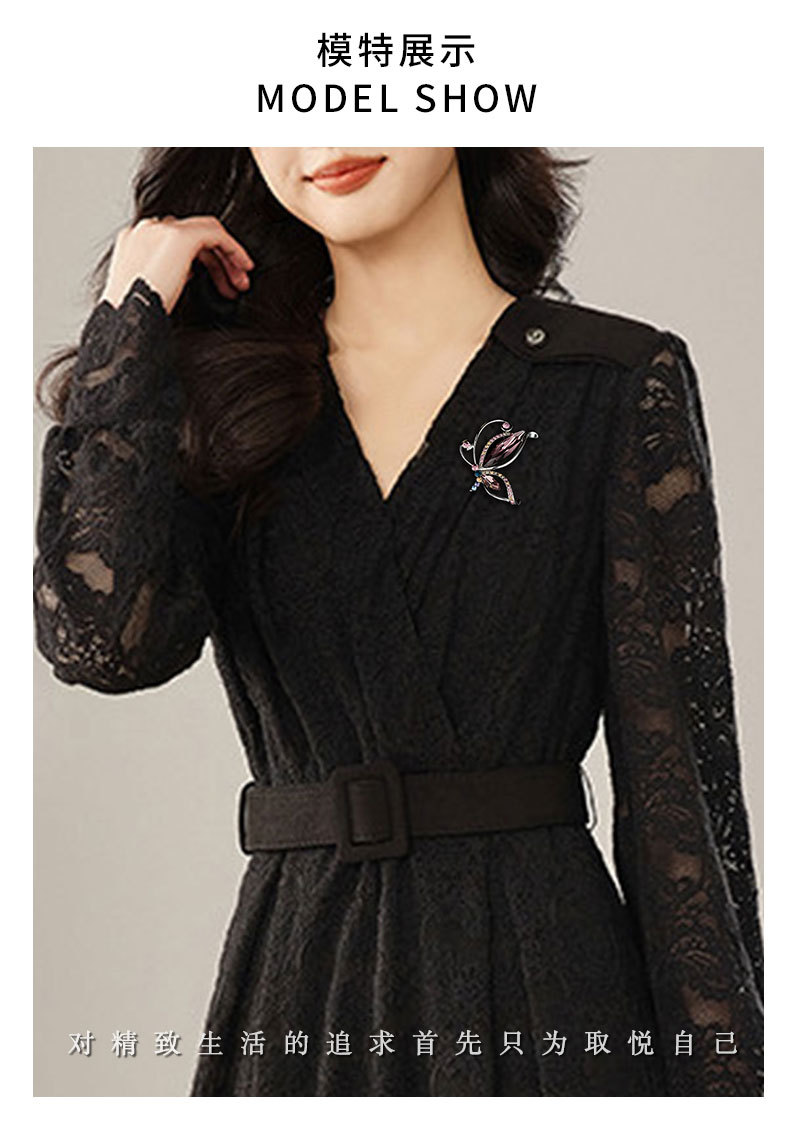 春夏简约时尚水晶蝴蝶胸针独特新颖灵动昆虫胸花送礼纪