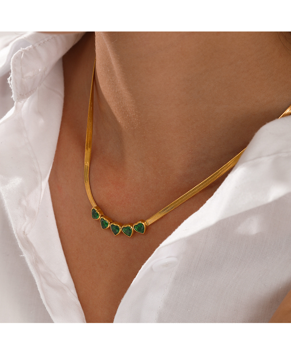 Fashion Heart Shape Stainless Steel Plating Rhinestones Bracelets Necklace