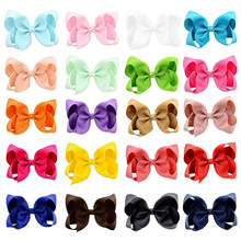20色跨境欧美爆款手工6英寸罗纹带蝴蝶结翘翘花儿童鸭嘴夹发饰