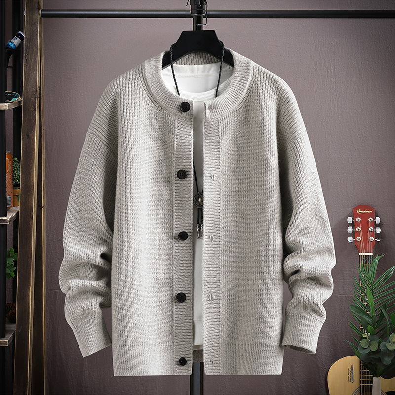 Men's Loose Stand Collar Sweater 2025 Autumn New Men's Youth Fashion Casual Casual Easiest for Match Knitted Cardigan